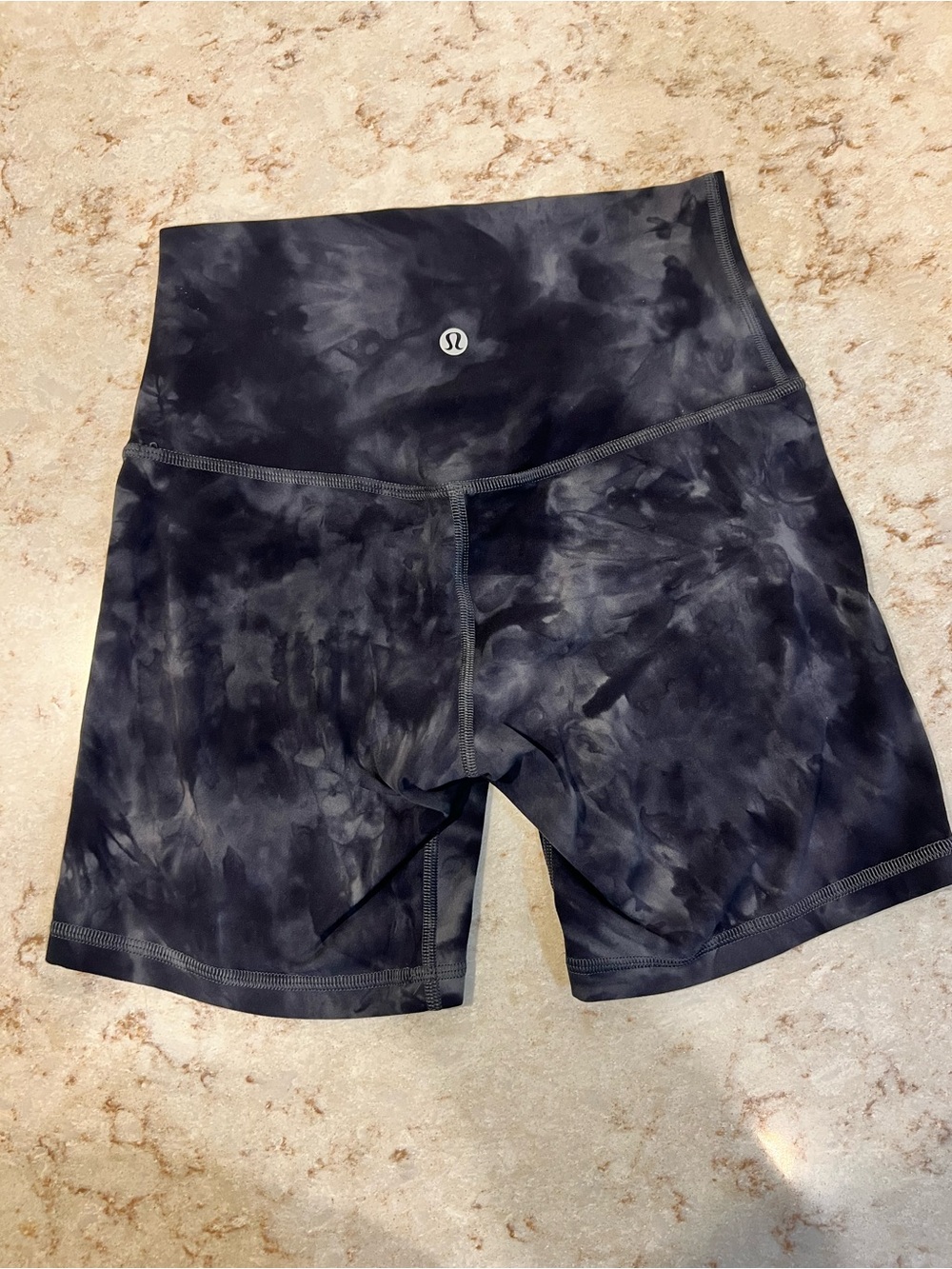 Lululemon Camo High-Rise Tie-Dye Black Athletic Shorts